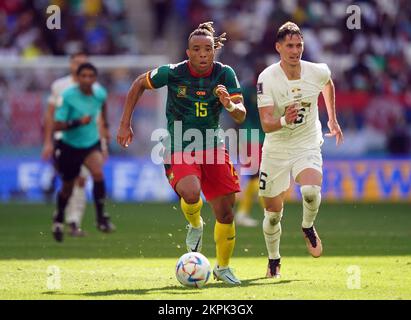 Pierre Kunde au Cameroun lors du match G de la coupe du monde de la FIFA au stade Al Janoub à Al Wakrah, Qatar. Date de la photo: Lundi 28 novembre 2022. Banque D'Images