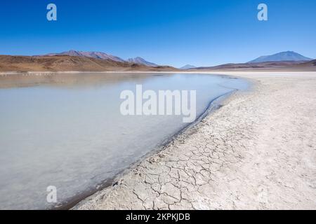 Sol fissuré sur Laguna Honda à Nor Lipez, département de Potosi, Bolivie Banque D'Images