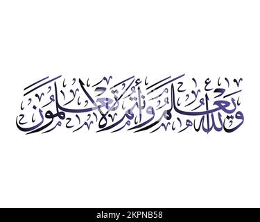 vecteur de calligraphie islamique , et Allah le sait, alors que vous ne le savez pas. , calligraphie d'art arabe Illustration de Vecteur