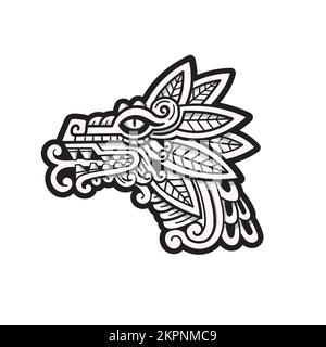 Illustration vectorielle de la tête de Quetzalcoatl pour la page de livre de coloriage Illustration de Vecteur