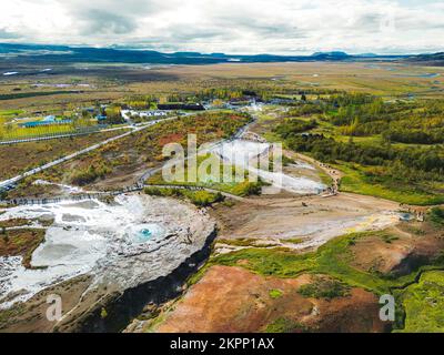 Stroskur geyser, Geysir Hot Springs, Great Geysir Banque D'Images