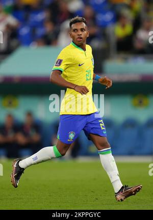 Rodrygo au Brésil pendant le match G de la coupe du monde de la FIFA au stade 974 à Doha, au Qatar. Date de la photo: Lundi 28 novembre 2022. Banque D'Images