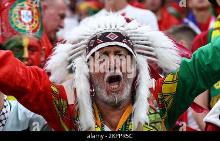 Doha, Qatar, 28th novembre 2022. Les fans du Portugal lors du match de la coupe du monde de la FIFA 2022 au stade Lusail, Doha. Le crédit photo devrait se lire: David Klein / Sportimage Banque D'Images