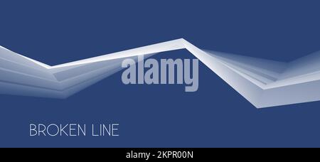 Ligne brisée blanche abstraite sur fond bleu. Motif graphique vectoriel avec polyligne translucide Illustration de Vecteur