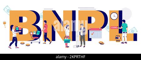 Acheter maintenant payer plus tard BNPL vecteur d'achat en ligne Illustration de Vecteur