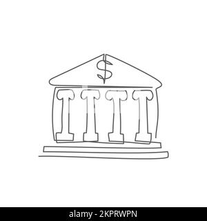 Bâtiment de la banque une ligne sur fond blanc Illustration de Vecteur
