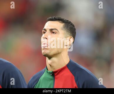 Lusail, Qatar. 28th novembre 2022. Cristiano Ronaldo, du Portugal, se produit avant le match du Groupe H entre le Portugal et l'Uruguay lors de la coupe du monde de la FIFA 2022 au stade Lusail, à Lusail, au Qatar, le 28 novembre 2022. Credit: Han Yan/Xinhua/Alay Live News Banque D'Images