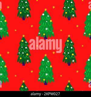 Motif de sapin de Noël rouge sans couture Illustration de Vecteur