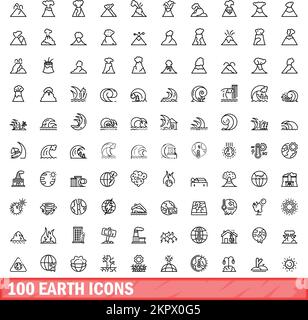jeu de 100 icônes de terre. Illustration de 100 icônes de terre ensemble de vecteurs isolés sur fond blanc Illustration de Vecteur