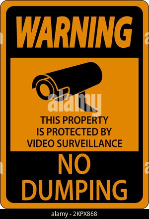 Avertissement : pas de dumping, propriété protégée par un panneau de surveillance vidéo Illustration de Vecteur