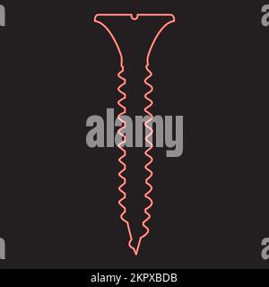 Vis néon rouge couleur vecteur illustration image plat style lumière Illustration de Vecteur