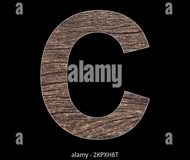 Lettre C majuscule de l'alphabet - texture cortex rustique de l'arbre Banque D'Images