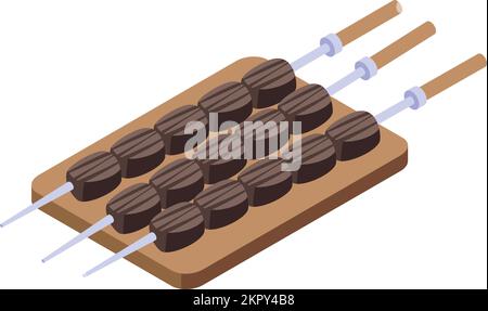 Icône de bâton de barbecue, vecteur isométrique. Cuisine brésilienne. Plat culinaire Illustration de Vecteur