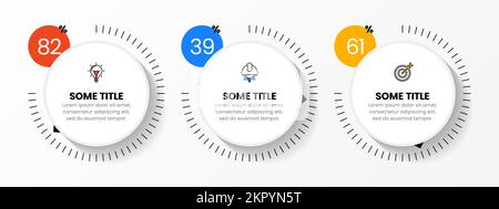Modèle d'infographie avec icônes et 3 options ou étapes. Peut être utilisé pour la mise en page de flux de travail, le diagramme, la bannière, la conception Web. Illustration vectorielle Illustration de Vecteur