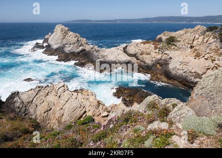 North point on Pinnacle Cove, réserve naturelle de point Lobos, Carmel-by-the-Sea, Californie, États-Unis Banque D'Images