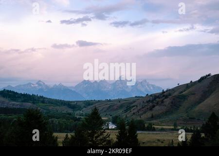 Matin le long de la rivière gros-ventre, près de Kelly, parc national de Tetons, Moran, Wyoming, ÉTATS-UNIS. Banque D'Images