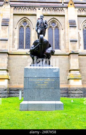 Statue du capitaine Matthew Flinders dans le centre-ville de Melbourne Vic, un navigateur britannique qui a fait le tour de l'Australie et dont les vestiges ont été découverts en 2019 Banque D'Images