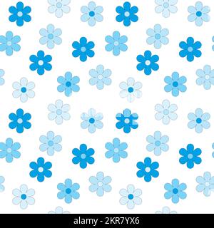 Fleurs bleues sur fond blanc, motif sans couture Illustration de Vecteur