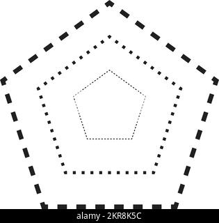 Traçage du symbole de forme de pentagone, en pointillés et en pointillés élément de ligne brisée pour les enfants d'âge préscolaire, de maternelle et Montessori préécrivant, dessinant et coupant p Illustration de Vecteur