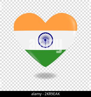 Cœur volumétrique de l'Inde sur fond en damier indiquant la transparence, image vectorielle Illustration de Vecteur