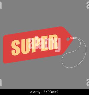 Étiquette de prix avec des étiquettes « Super for sale » Illustration de Vecteur