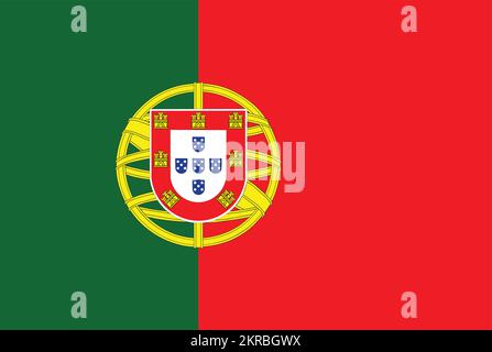 Drapeau national isolé du Portugal. Illustration vectorielle. Illustration de Vecteur