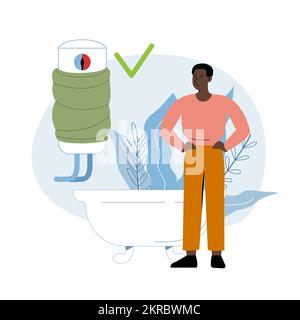 Homme isoler le réservoir d'eau dans la salle de bains. Sensibilisation écologique Illustration de Vecteur