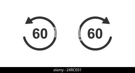 icônes de retour et d'avance rapide de 1 minutes ou 60 secondes avec flèches circulaires. Boutons de répétition et de suite ronds isolés sur fond blanc. Éléments de lecture du lecteur multimédia. Illustration graphique vectorielle Illustration de Vecteur