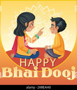 Illustration du design de l'affiche Happy Bhai Dooj Illustration de Vecteur