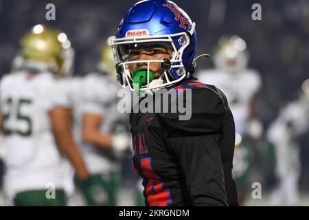 Los Alamitos Griffins grand récepteur Makai Lemon (14) lors d'une CIF Section Sud Division 1 quart de finale match contre long Beach Poly le vendredi, non Banque D'Images