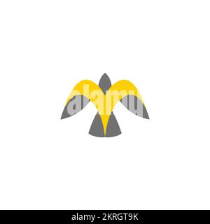 lettre m oiseau forme simple géométrique logo vecteur Illustration de Vecteur