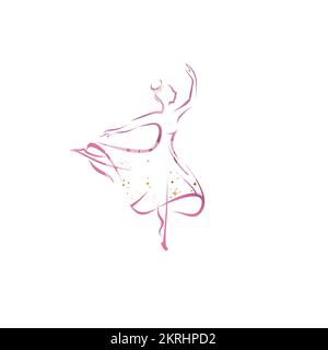 ballerine. Silhouette de femme dansante dans une belle robe, logo de beauté, logotype Illustration de Vecteur