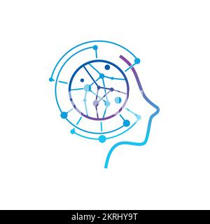 Logo Brain. Logotype neurologique. Psychologie . Conseil. Santé et bien-être. Ouverture d'esprit. Minfullness Illustration de Vecteur