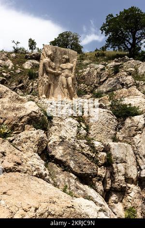 Arsameia (Nymphaios), relief stèle des Héracles et du Roi Mithridates, ancienne ville du Royaume de Commagène, Kahta, province d'Adıyaman, Turquie, Asie Banque D'Images