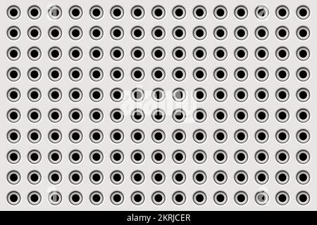 Texture d'un mur à grille métallique blanc, surface en plastique blanc avec texture de motif de trous ronds, arrière-plan de motif abstrait, rendu 3D Banque D'Images