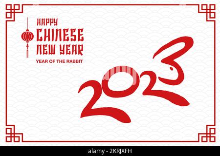 Nouvel an chinois 2023. Un lapin sur le concept de logo de numéro. Année du lapin Illustration de Vecteur