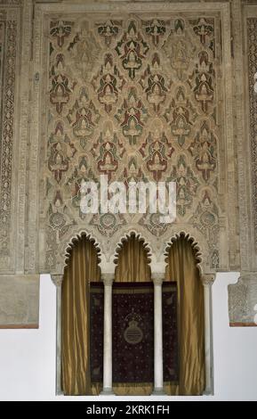 Musée sépharade. Situé dans la Synagogue El Transito, construit au 14th siècle. Détails architecturaux de l'intérieur. Tolède. Castille-la Manche. Espagne. Banque D'Images