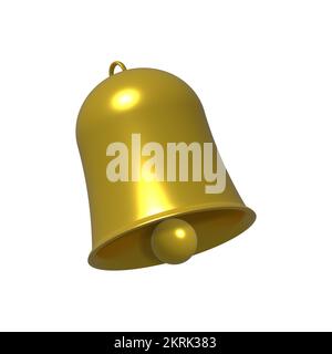 Isolé 3D cloche dorée sur fond blanc. Banque D'Images