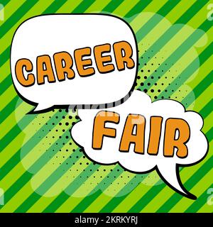 Écriture de texte Foire de carrière, Business présenter un événement au cours duquel les demandeurs d'emploi peuvent rencontrer des employeurs possibles Banque D'Images