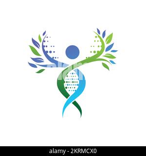 Logo ADN abstrait. Logotype en spirale. biotechnologie et science. Illustration de Vecteur