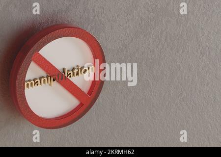 Belle illustration abstraite manipulation interdite, interdiction signe, interdiction symbole d'avertissement icône sur fond gris. 3d rendu illustrateur Banque D'Images