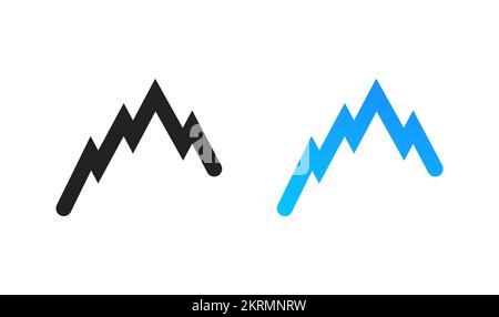 Icônes vectorielles avec graphique de marché de ligne en noir et bleu isolé sur blanc. Illustration de Vecteur