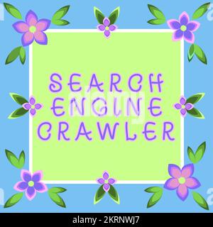 Affiche le moteur de recherche Crawler, Word pour le programme ou le script automatisé qui navigue sur le Web Banque D'Images