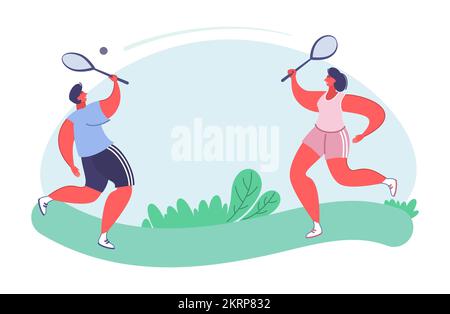 Personnes jouant au badminton vecteur sport d'été Illustration de Vecteur