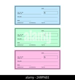 Vérification du blanc. Paiement financier. Modèle de chéquier. Illustration du stock vectoriel. Illustration de Vecteur