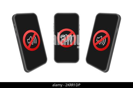 Aucun téléphone audio. Appel téléphonique. Icône de vecteur de téléphone cellulaire. Icône de périphérique. Illustration du stock vectoriel. Illustration de Vecteur