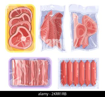Passez l'aspirateur sur la viande, la volaille et les fruits de mer Illustration de Vecteur