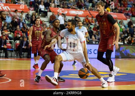 Tad McFadden, Thomas Scrubb, UCAM Murcia CB contre Mombus Obradoiro, ACB, Liga Endesa de basket, Basketball première division, ligue régulière, jour 9, Palaci Banque D'Images