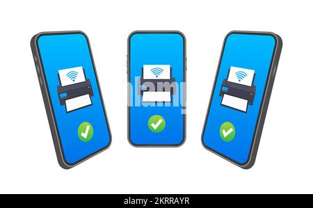 Icône de l'imprimante avec symbole Wi-fi. Imprimante sans fil. Illustration du stock vectoriel. Illustration de Vecteur