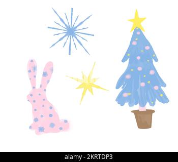 Un joli ensemble de noël numérique. Illustration de Vecteur